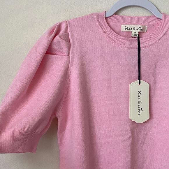 Vine & Love Pink Puff Sleeve Sweater - Picture 5 of 7